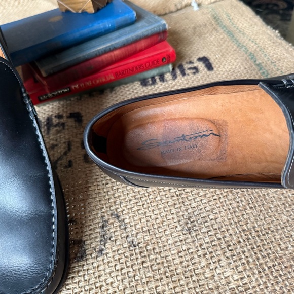 Santoni Black Leather Loafers main image 16
